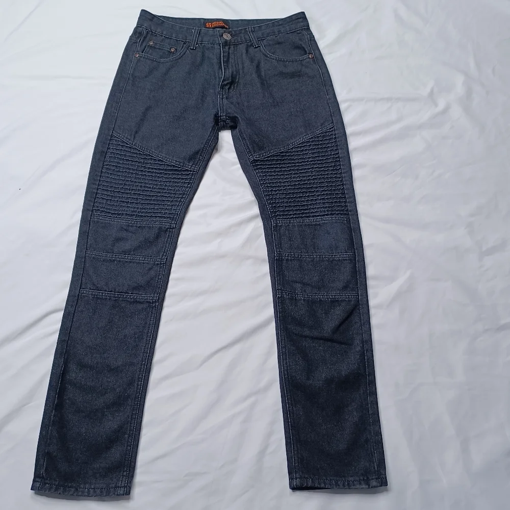 Regal Exchange Men's Size 32 Black Straight Leg Denim Moto Jean's - Picture 1 of 12
